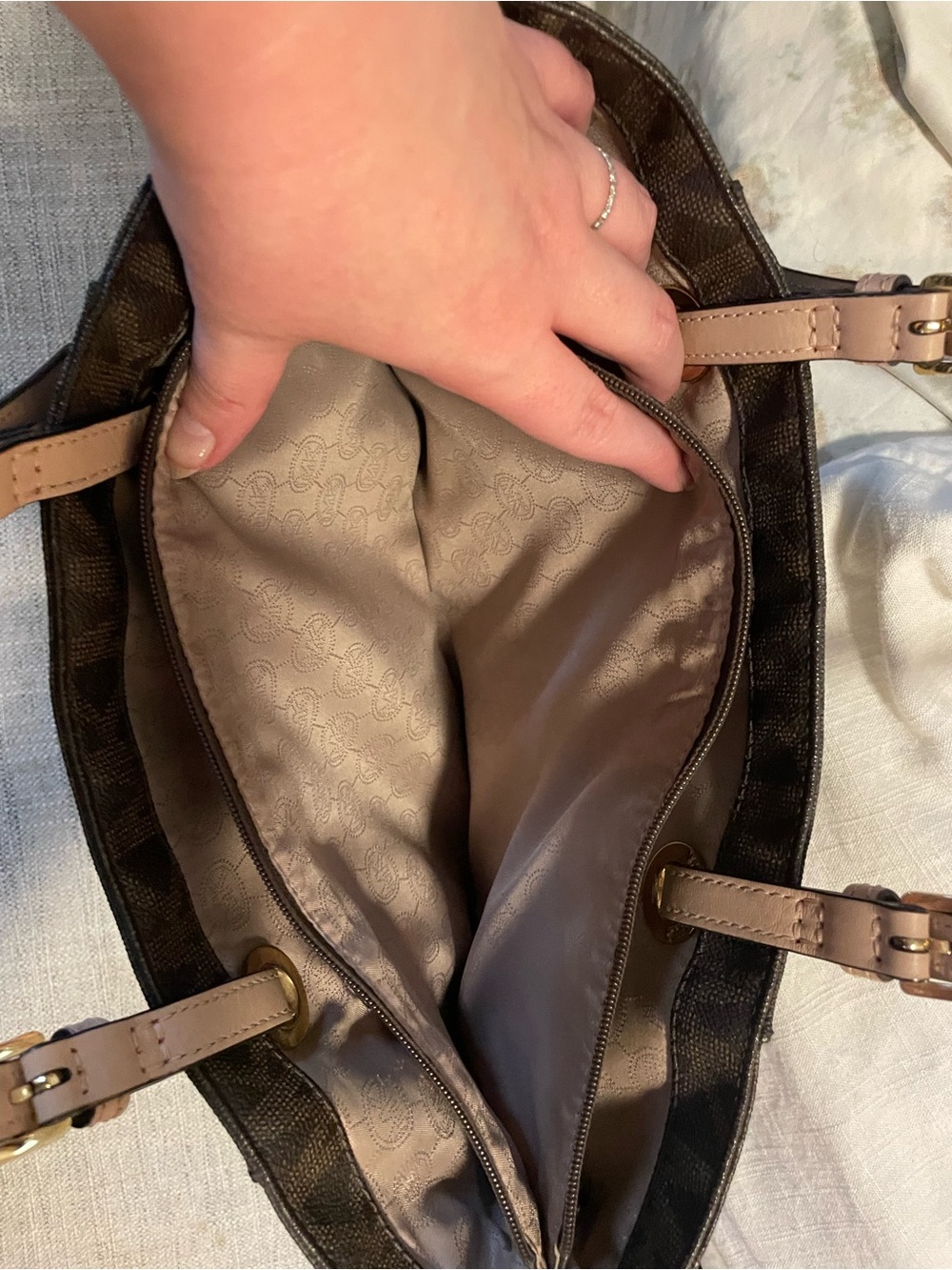 Michael Kors Brown MK Logo Tote - Picture 5 of 5